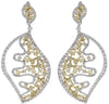 LARGE 9.40CT WHITE & FANCY YELLOW DIAMOND 14KT 2 TONE GOLD LEAF HANGING EARRINGS