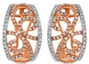 WIDE .78CT DIAMOND 14KT ROSE GOLD 3D OPEN FILIGREE CLIP ON HANGING EARRINGS