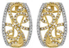 WIDE .78CT DIAMOND 14KT YELLOW GOLD 3D OPEN FILIGREE CLIP ON HANGING EARRINGS