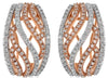 WIDE .87CT DIAMOND 14K WHITE & ROSE GOLD FILIGREE SWIRL CLIP ON HANGING EARRINGS
