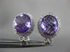 ESTATE LARGE 9.43CT DIAMOND & AAA AMETHYST 14K WHITE GOLD 3D OVAL HALO EARRINGS