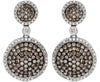 1.67CT WHITE & MOCHA DIAMOND 14KT WHITE GOLD CIRCULAR MULTI ROW HANGING EARRINGS