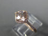 ESTATE .92CT DIAMOND & AAA MORGANITE 14K ROSE GOLD CLASSIC CUSHION FUN LOVE RING
