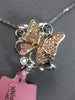 ESTATE LARGE .32CT DIAMOND 18K WHITE & ROSE GOLD OPEN FILIGREE BUTTERFLY PENDANT