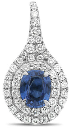 2.51CT DIAMOND & AAA SAPPHIRE 18KT WHITE GOLD OVAL 3D LEVERBACK HANGING EARRINGS