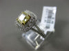 ESTATE 1.47CT WHITE & FANCY YELLOW DIAMOND 14K WHITE GOLD SQUARE ENGAGEMENT RING