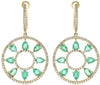 3.02CT DIAMOND & AAA EMERALD 14K YELLOW GOLD PEAR SHAPE CLIP ON HANGING EARRINGS