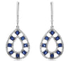 1.59CT DIAMOND & AAA SAPPHIRE 14KT WHITE GOLD ETOILE TEAR DROP HANGING EARRINGS
