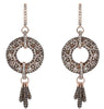 LARGE 1.61CT WHITE & MULTI COLOR DIAMOND 14K ROSE GOLD CIRCULAR HANGING EARRINGS