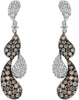 2.6CT WHITE & MOCHA DIAMOND 14K WHITE GOLD MULTI LEAF TEAR DROP HANGING EARRINGS