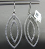 LARGE 1.40CT DIAMOND 14KT WHITE GOLD DOUBLE LEAF MARQUISE SHAPE HANGING EARRINGS