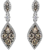 1.22CT WHITE & MOCHA DIAMOND 14KT WHITE GOLD 3D MARQUISE SHAPE HANGING EARRINGS