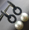 ESTATE LARGE 3.0CT AAA SAPPHIRE & AAA SOUTH SEA PEARL 18K WHITE GOLD 3D EARRINGS