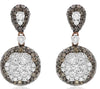 LARGE 3.24CT WHITE & MOCHA DIAMOND 14KT ROSE GOLD 3D TEAR DROP HANGING EARRINGS
