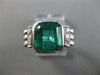 ESTATE LARGE 3.10CT DIAMOND & AAA EMERALD 18KT WHITE GOLD ENGAGEMENT RING #25629