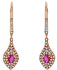 .69CT DIAMOND & AAA RUBY 14KT ROSE GOLD OVAL & ROUND TEAR DROP HANGING EARRINGS