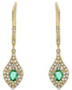 .61CT DIAMOND & AAA EMERALD 14KT YELLOW GOLD 3D OVAL TEAR DROP HANGING EARRINGS