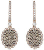 1.29CT WHITE & CHOCOLATE FANCY DIAMOND 14KT ROSE GOLD 3D OVAL HANGING EARRINGS
