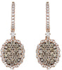 1.26CT WHITE & BLUE DIAMOND 14KT ROSE GOLD 3D CLUSTER CIRCULAR HANGING EARRINGS