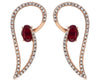 ESTATE .94CT DIAMOND & AAA RUBY 14KT ROSE GOLD 3D HEART SHAPE LOVE STUD EARRINGS