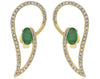 .74CT DIAMOND & AAA EMERALD 14KT YELLOW GOLD 3D HEART SHAPE LOVE STUD EARRINGS