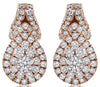 ESTATE 1.01CT DIAMOND 14KT ROSE GOLD CLUSTER TEAR DROP CLIP ON HANGING EARRINGS