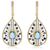 2.82CT DIAMOND & AAA BLUE TOPAZ & SAPPHIRE 14KT YELLOW GOLD 3D HANGING EARRINGS