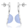 25.36CT DIAMOND & AAA CHELCEDONY 14K WHITE GOLD CIRCULAR FLOWER HANGING EARRINGS