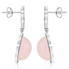 25.5CT DIAMOND & AAA PINK QUARTZ 14K WHITE GOLD CIRCULAR FLOWER HANGING EARRINGS