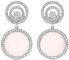 25.5CT DIAMOND & AAA PINK QUARTZ 14K WHITE GOLD CIRCULAR FLOWER HANGING EARRINGS