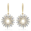 ESTATE .30CT DIAMOND 14KT YELLOW GOLD 3D SUNBURST FLOWER FUN HANGING EARRINGS