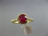 ESTATE 1.48CT DIAMOND & AAA RUBY 14KT YELLOW GOLD 3D ROUND HALO ENGAGEMENT RING