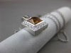 ESTATE LARGE .16CT DIAMOND & CITRINE 14K WHITE GOLD HALO SQUARE FLOATING PENDANT