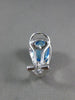 ESTATE LARGE 8.8CT DIAMOND & AAA BLUE TOPAZ 14K WHITE GOLD CLIP ON LEAF EARRINGS