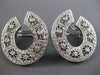 ESTATE LARGE 1.36CT DIAMOND 18KT WHITE GOLD OPEN FILIGREE HOOP CLIP ON EARRINGS