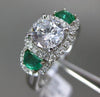 ESTATE 1.31CT DIAMOND & AAA SEMI MOON EMERALD 14KT WHITE GOLD 3D ENGAGEMENT RING