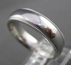 ESTATE 14KT WHITE GOLD CLASSIC SHINY MILGRAIN WEDDING BAND RING 5mm #23121