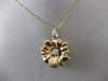 ESTATE EXTRA LARGE .40CT DIAMOND 14KT TWO TONE GOLD 3D FLOWER FLOATING PENDANT