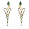 1.20CT DIAMOND & AAA EMERALD 14KT YELLOW GOLD BUTTERFLY CLUSTER HANGING EARRINGS