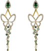 1.20CT DIAMOND & AAA EMERALD 14KT YELLOW GOLD BUTTERFLY CLUSTER HANGING EARRINGS