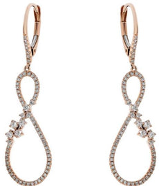 .66CT DIAMOND 14KT ROSE GOLD 3D CLASSIC INFINITY LEVERBACK HANGING EARRINGS