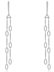 .85CT DIAMOND 14KT WHITE GOLD OPEN LINK BY THE YARD CHANDELIER HANGING EARRINGS