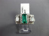 ANTIQUE 2.19CT DIAMOND & AAA EMERALD 14KT WHITE GOLD 3D ENGAGEMENT RING #16061