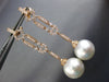 ESTATE LONG .76CT DIAMOND & AAA SOUTH SEA PEARL 18KT ROSE GOLD HANGING EARRINGS