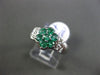 ESTATE WIDE .90CT DIAMOND & AAA COLOMBIAN EMERALD PLATINUM 3D FLOWER RING