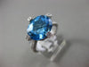 ESTATE LARGE 6.92CT DIAMOND & BLUE TOPAZ 14K WHITE GOLD FILIGREE ENGAGEMENT RING
