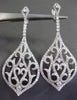 ESTATE LARGE 2.53CT DIAMOND 18K WHITE GOLD 3D FILIGREE HANGING FLOATING EARRINGS