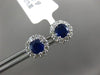ESTATE 1.45CT DIAMOND & AAA SAPPHIRE 14KT WHITE GOLD ROUND FLOWER STUD EARRINGS