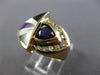 ESTATE LARGE 1.65CT DIAMOND AAA AMETHYST & ENAMEL 14K YELLOW GOLD 3D RING #26464