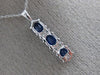 ESTATE 1.35CT DIAMOND & AAA SAPPHIRE 14KT WHITE GOLD 3D THREE STONE OVAL PENDANT